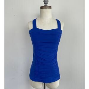 Abi and Joseph Blue Ruched Workout Top, Size 10